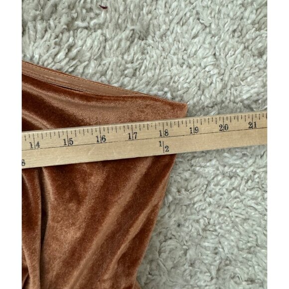 Elegant One-Shoulder Brown Velvet Dress - Picture 6 of 9